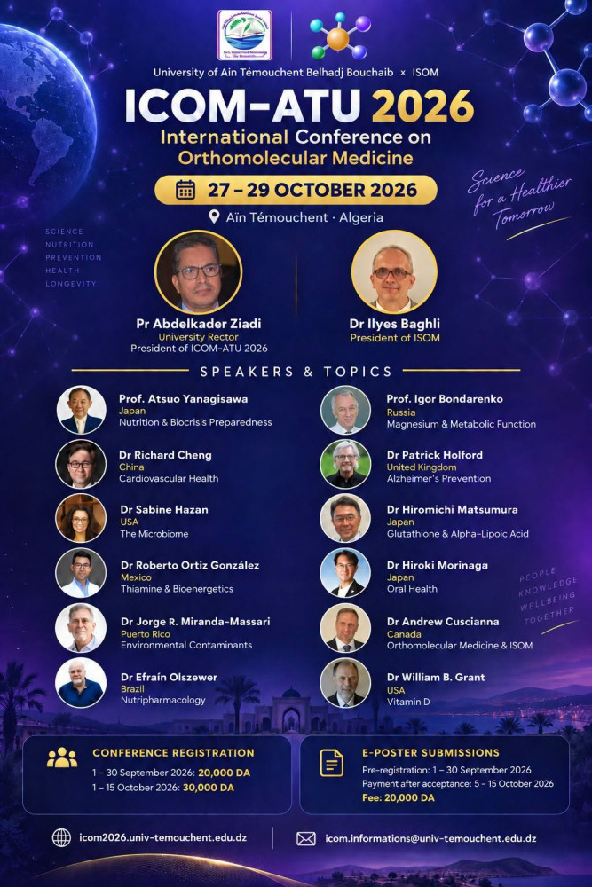 ICOM-ATU 2026 : Conférence Internationale sur la Médecine Orthomoléculaire